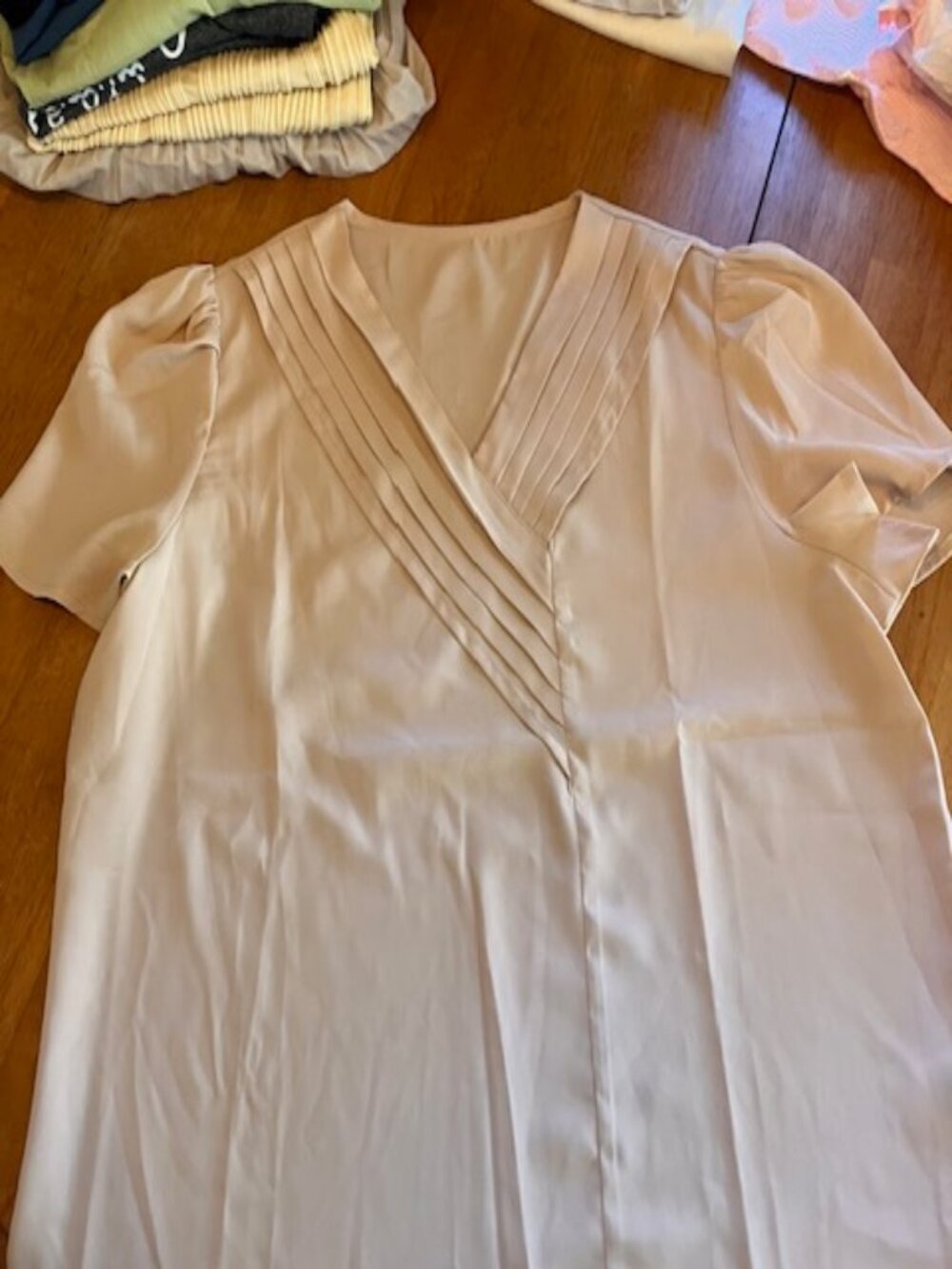 Beige V Neck Blouse